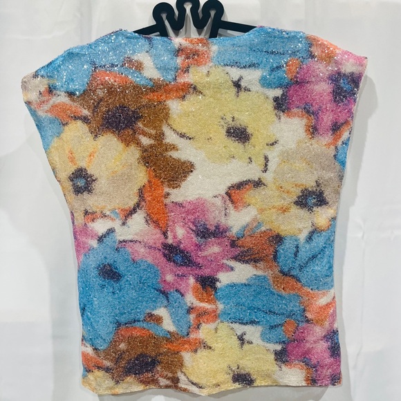 Elie Tahari Multicolor Floral Sequin Blouse - Picture 3 of 6